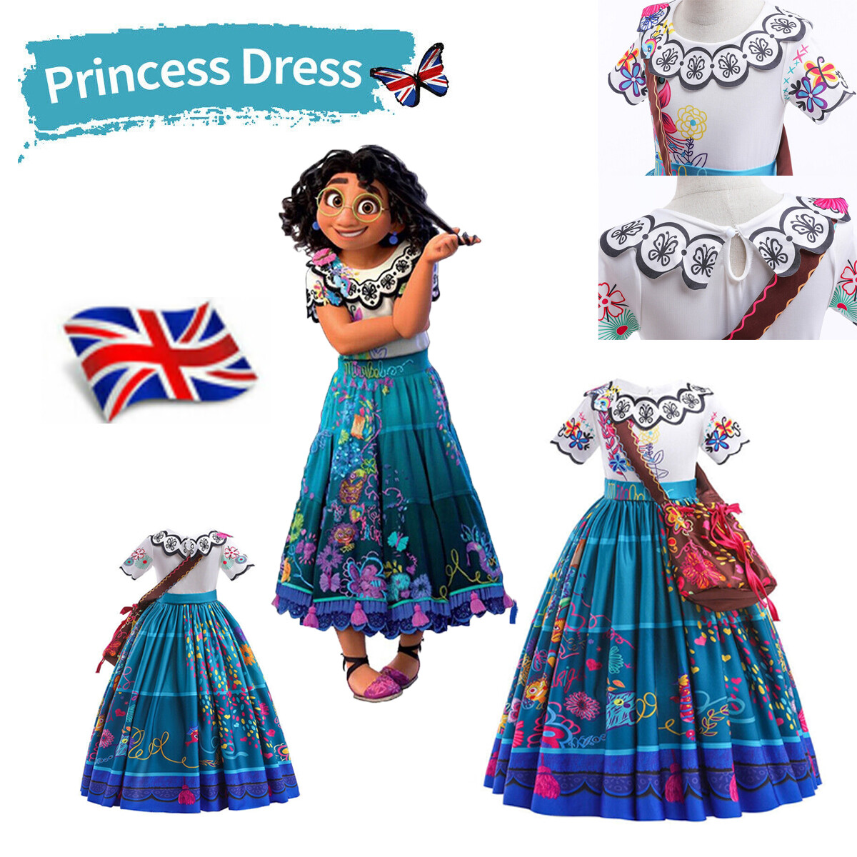 Girls Encanto Mirabel Costume Dress Kids Book Week Party Cosplay Fancy Dress  | eBay