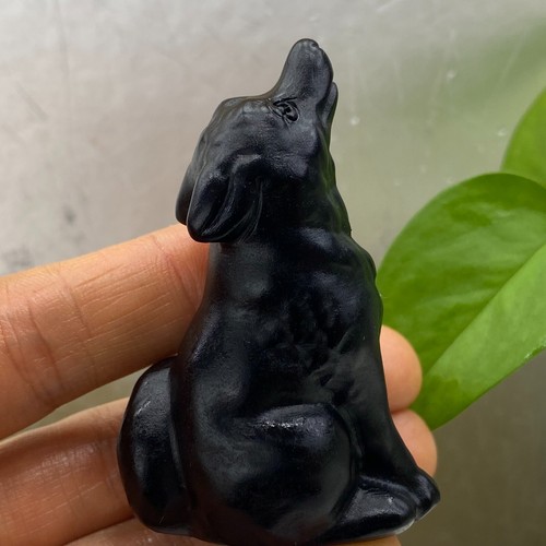 2"+  Natural Obsidian wolf Hand Carved Quartz Crystal Reiki healing 1PC - Picture 8 of 12