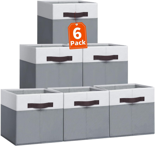 Large Storage Cubes -6 Set Closet Organizers Bins for Clothes -13 inch Fabric St