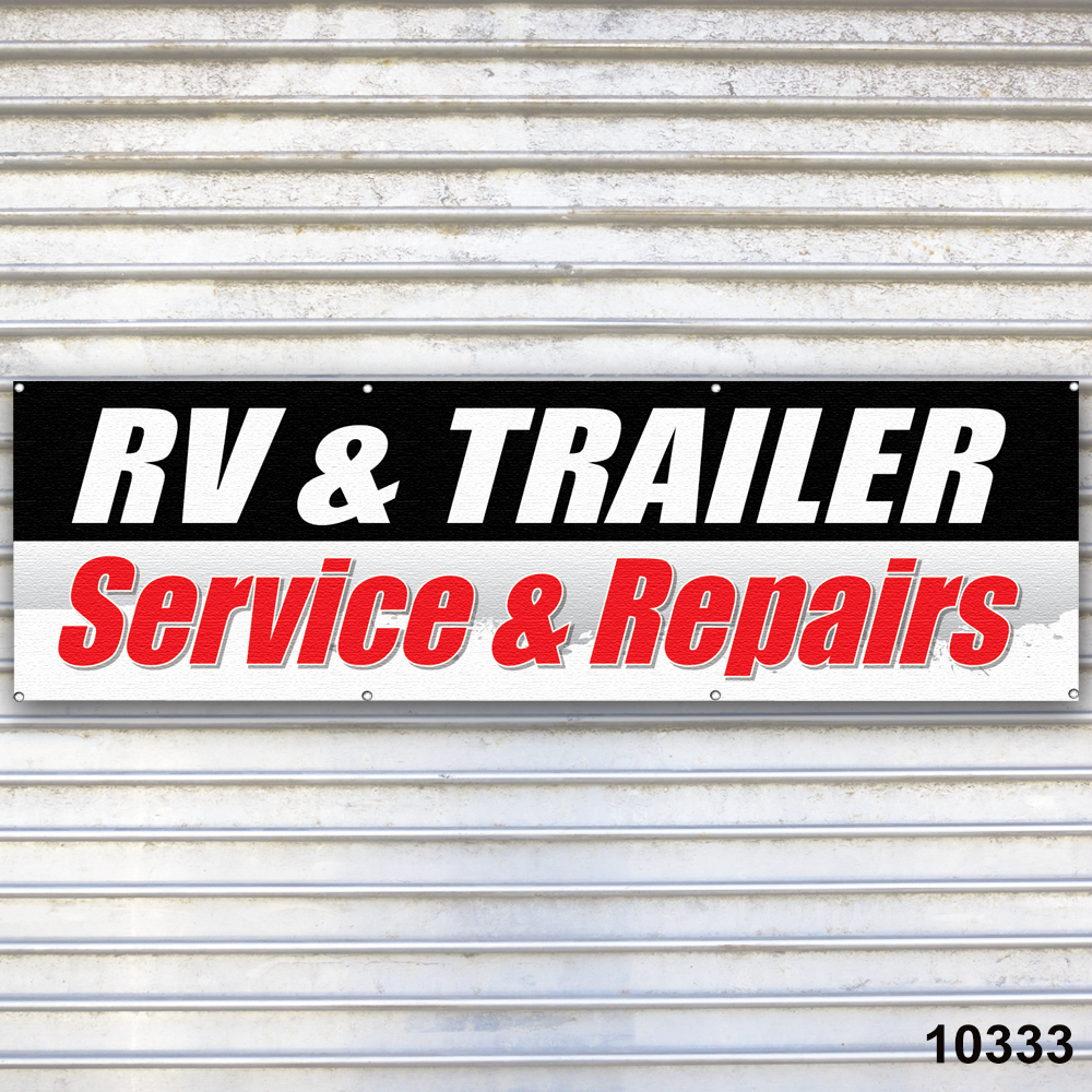 RV & Trailer Service Banner Sign Tire Dealer Service Bay Garage