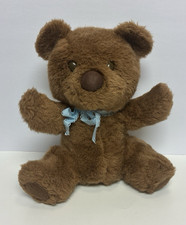 KB Bros Brown Teddy Bear Plush Stuffed Animal Toy with Bow Vintage 12in