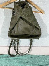 Vera Pelle Italian Leather olive green backpa...