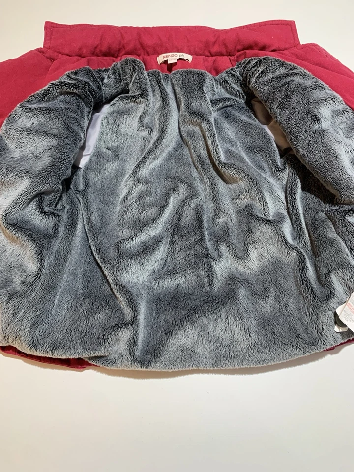 KENZO Kids Burgundy Red Plush Lined Warm Winter Coat Jacket size 2 - Image 2 of 4