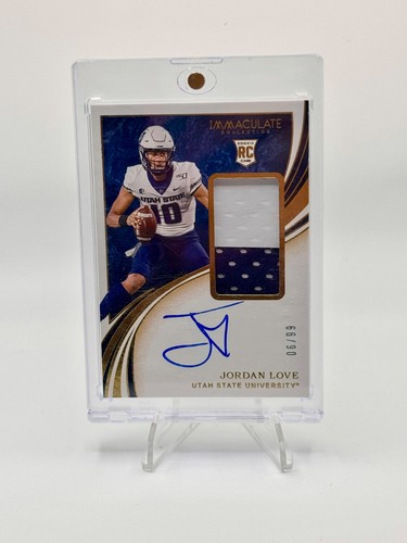 2020 Panini Immaculate Jordan Love Patch Auto 66/99 Rookie Utah State