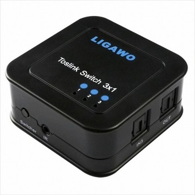 GW48f1 Ligawo 6518740 SPDIF Toslink Audio Switch/ Umschalter 3x1 Neu & OVP