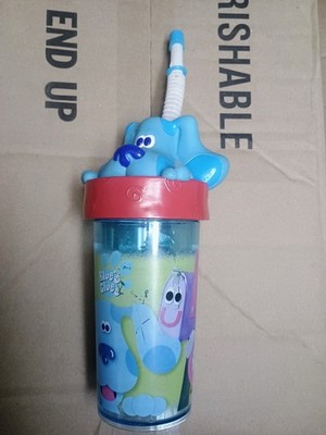 Blues Clues Zak Designs Cup Tumbler Water Bottle & Lid Dog HTF W/ Melamine Plate