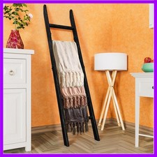Wooden Blanket Ladder for Living Room 6-Tier, Decorative Ladder Blanket Rack ...