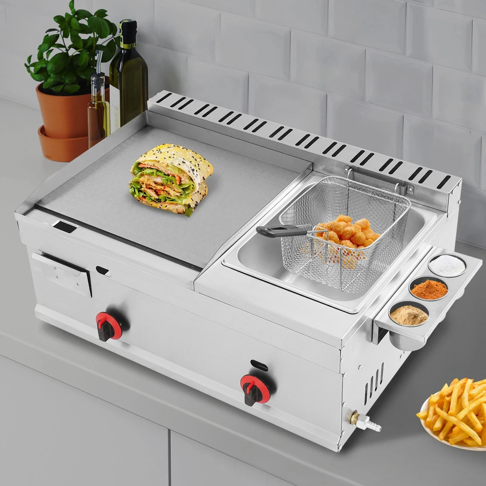 Commercial Deep-frying Machine Large-capacity w/ Grill Griddle Gas Heating USA
Opens in a new window