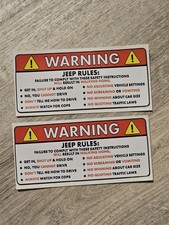 Jeep Rules Warning Safety Instructions Funny Adhesive Sticker Decal 2 Pack 5
