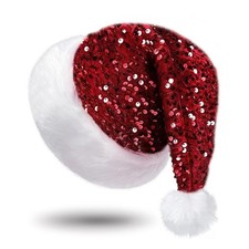 Sequin Santa Hat For Adults Xmas Christmas New Year Party Costume Supplies