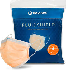HALYARD FLUIDSHIELD Level 3 Disposable Procedure Mask W/So SOFT Lining/Earloops