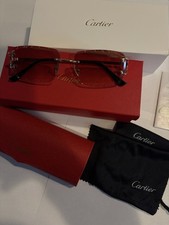 Cartier Big C Diamond Cut Brown Frameless Lens Gold Frame SHIP SAME DAY