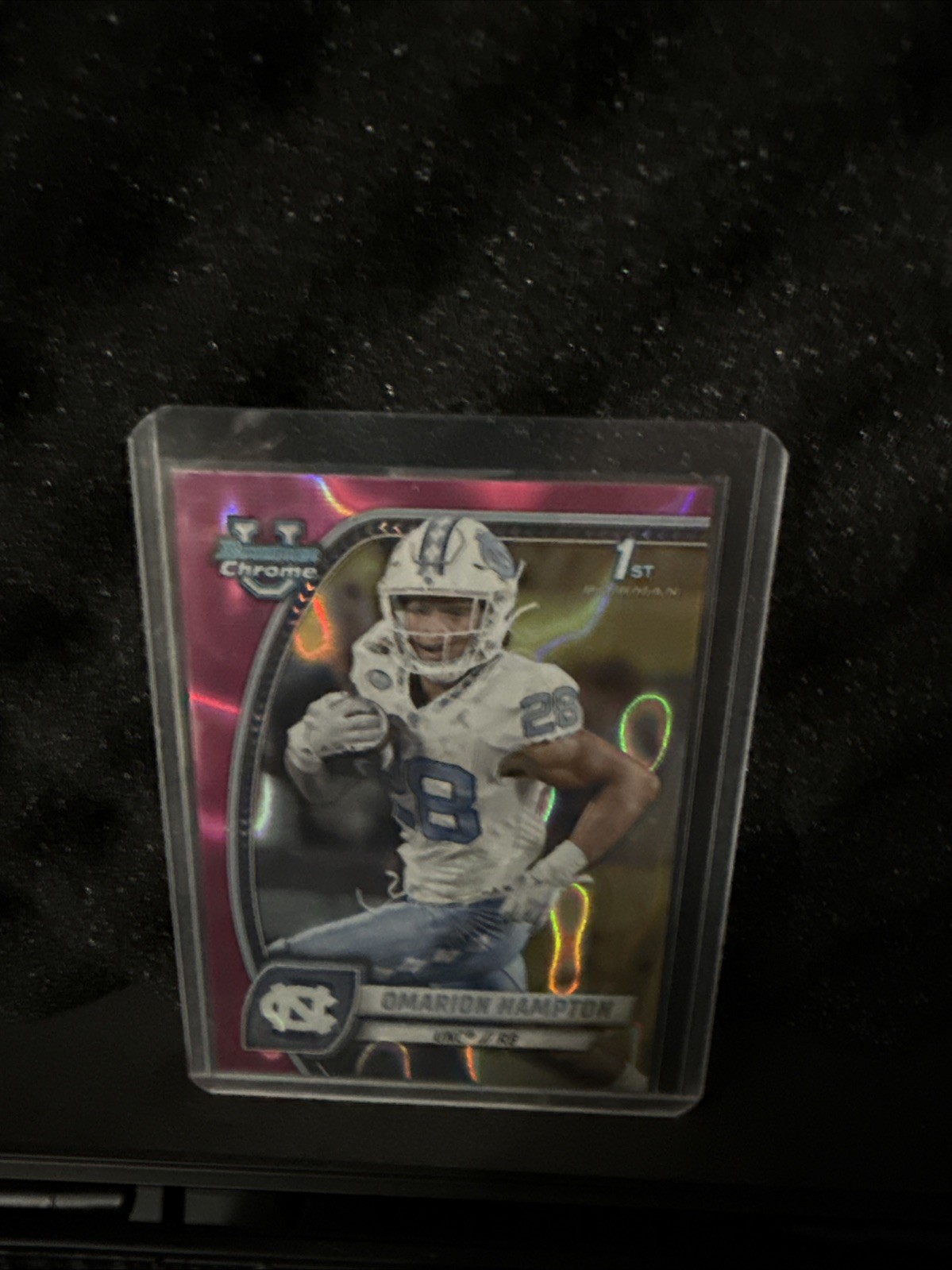 2024 Bowman University Chrome - Omarion Hampton #198 Pink Lava Refractor (RC)