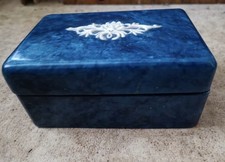 Cassettiera vintage in plastica portagioie portagioie blu URSS piccolo fiore ...