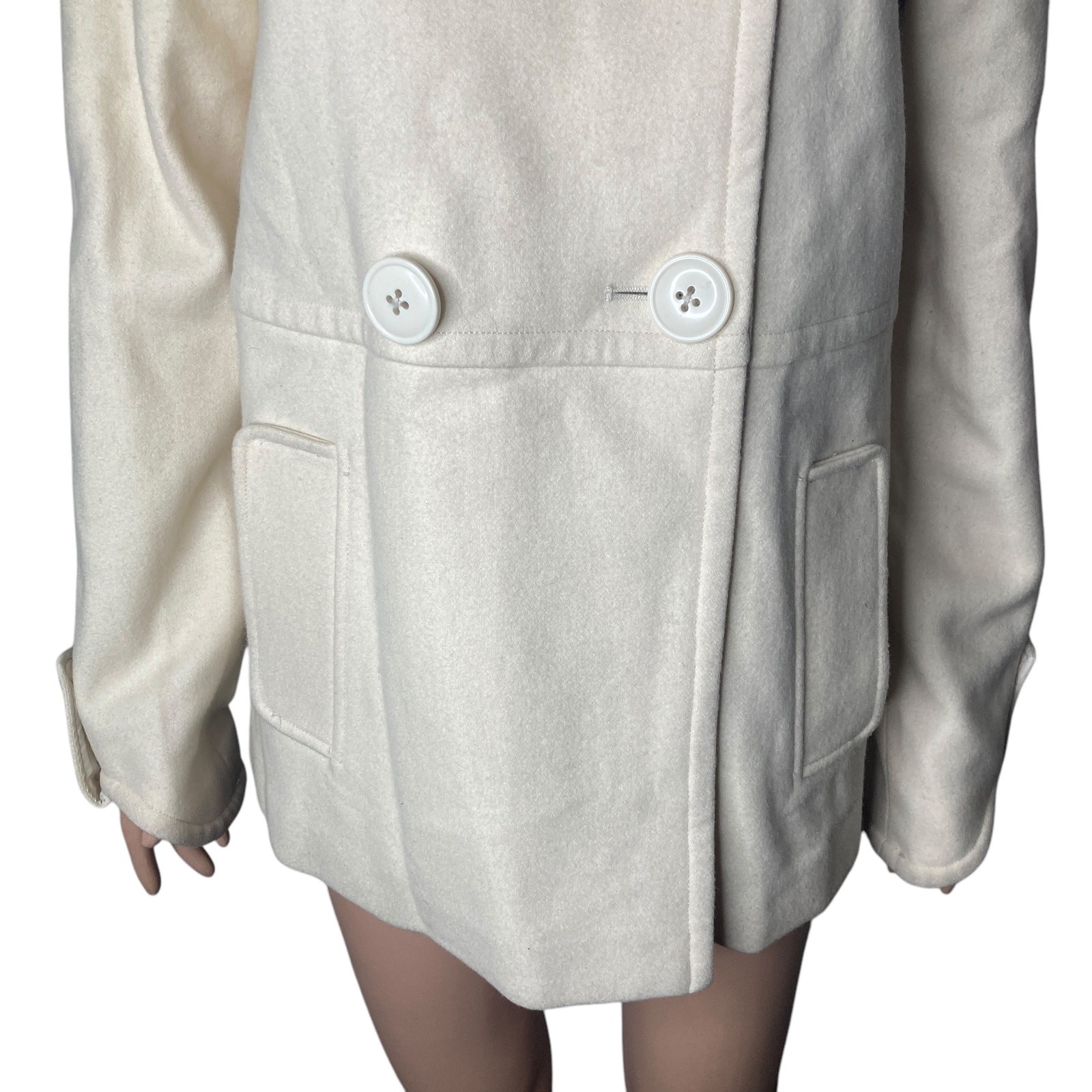 Vintage Shaver Lake Outerwear Coat Womens Medium Wool Blend Off White  thumbnail 10