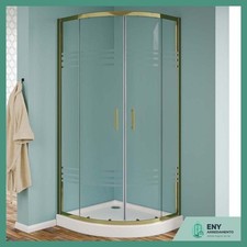 Box doccia semicircolare con profili oro in vetro temperato serigrafato 6mm H190