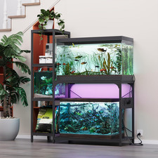 20-29 Gallon Fish Tank Stand with Power Outlet, Wood Aquarium Stand with Shelves