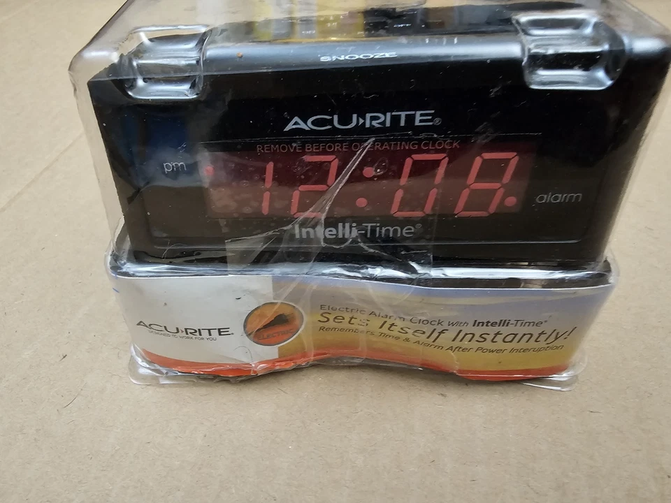 ACU RITE Intelli-Time Alarm Clock 13003A3 NEW Black Electric W/ Snooze Button - Image 4 of 4