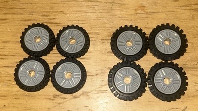 Lot of 8 LEGO 18x8mm Wheel Rim 56902 / 24x7mm Offset Tire 61254 Set Genuine NEW