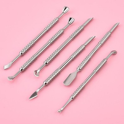 Stainless Steel Cuticle Pusher Dual Sided Shaped Double Ended Ingrown Remover-y