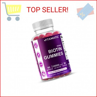 Vitamatic Biotin Gummies 10,000 mcg for Stronger Hair, Skin & Nails - 60 Vegan G