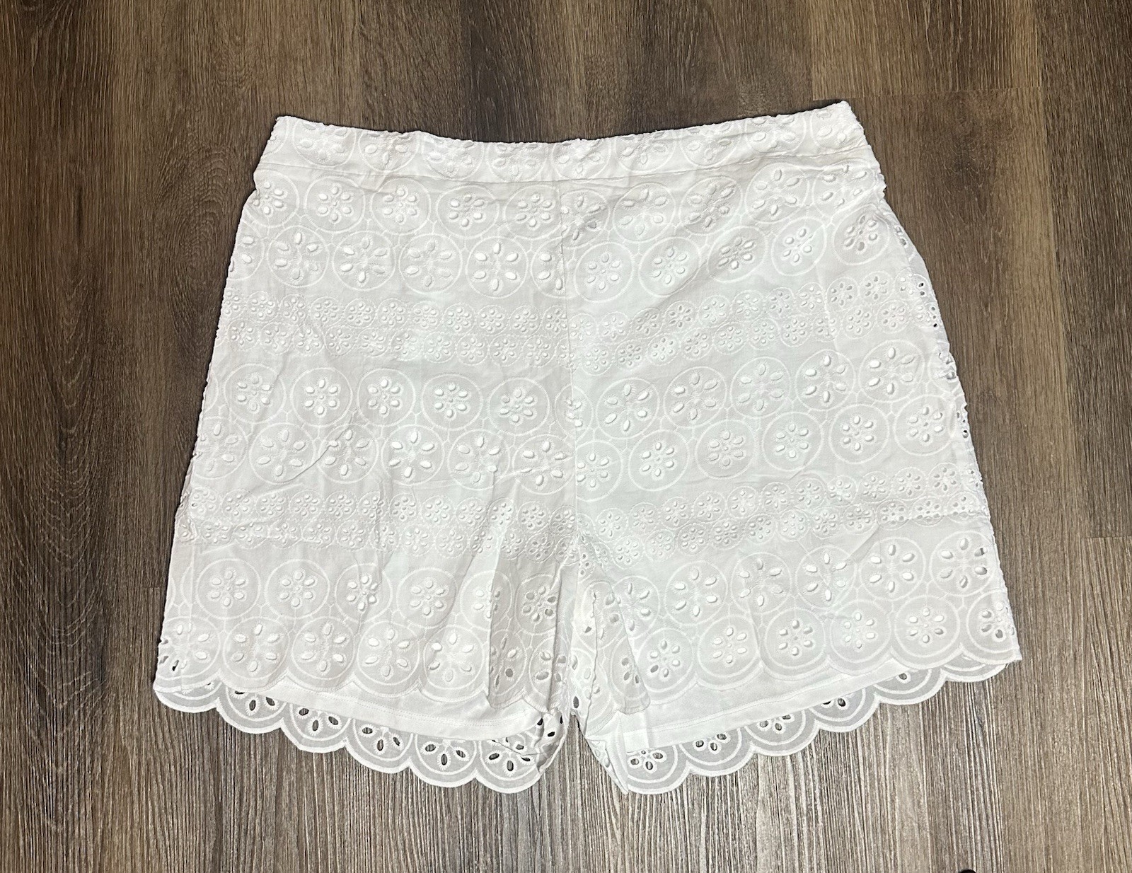 FILA Pantaloncini Parker & Rowe bianchi in pizzo con occhielli foderati estivi festival elastico in vita taglia XL