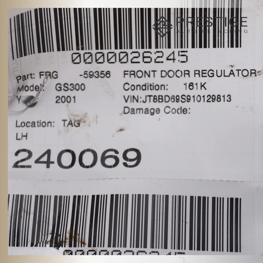 Regulador de ventana de puerta 98-2005 LEXUS GS300 GS400 con motor delantero izquierdo 69802-30240 Foto 4 de 4