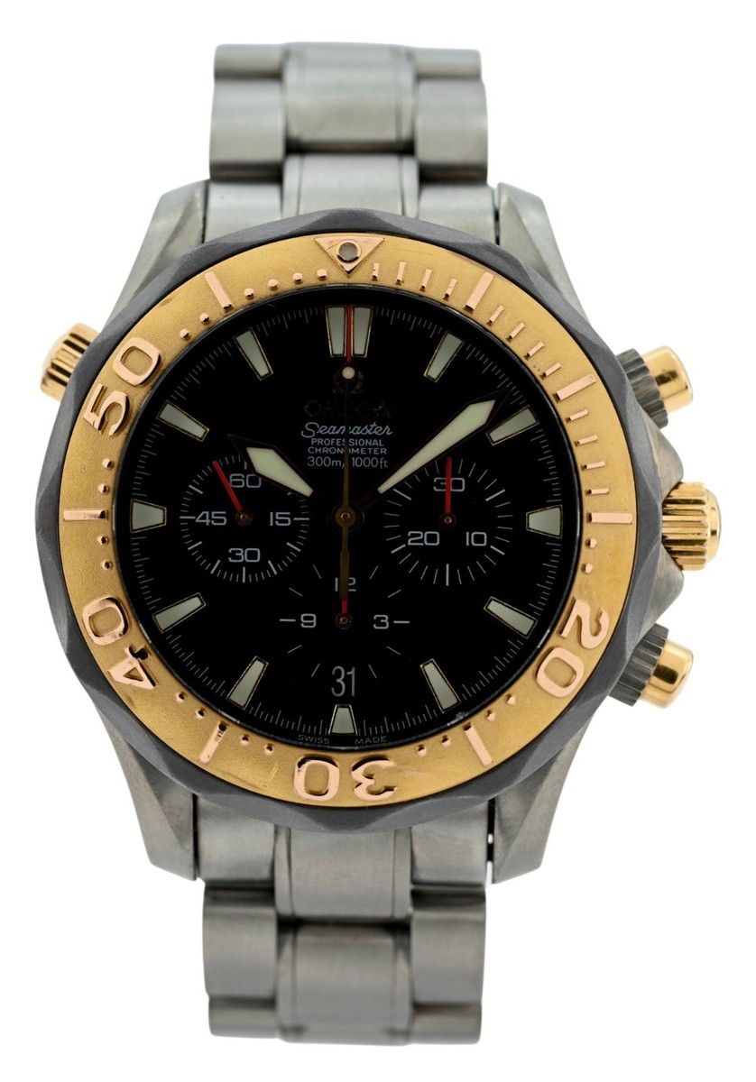 OMEGA メンズ　腕時計 Omega 42mm Men's Seamaster Automatic Chronograph TT Gold Watch B+P