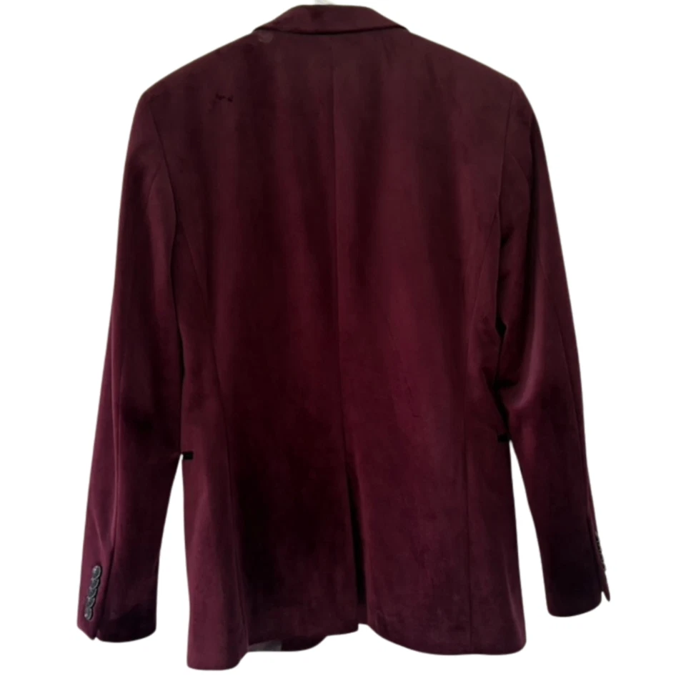 Chaqueta Blazer Express Para Hombre Terciopelo Calce Ajustado Borgoña Esmoquin Talla 36 Ajustada Foto 2 de 4