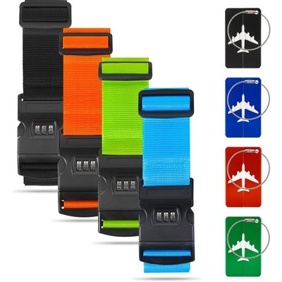 4 Pack Luggage Straps for Suitcases with Password Lock & Metal Tags, Adjustab...