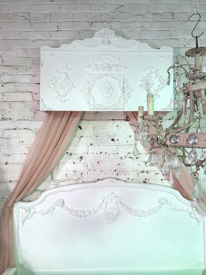 Cama completa única pintada Cottage Shabby Chic Foto 4 de 4