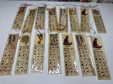 Lot of 15 Egyptian Papyrus Bookmarks Hieroglyphic Art Bastet Nefertiti 2x8”