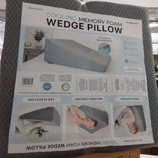 Dream Plush Memory Foam Wedge Pillow with Cooling Cover Size 24" x 24" x 10"