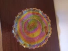 VINTAGE INDIANA CARNIVAL GLASS BOWL DIAMOND POINT RUFFLED EDGE MARIGOLD