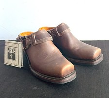 FRYE Belted Harness Leather Mule Womens Sz 8.5 Clogs Slip On Boots Shoes 70760-3