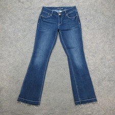 Maurices Jeans Women's Blue 9/10 Bootcut Stretch Frayed Hem Embellished Pockets