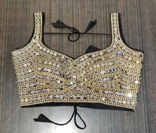Indian Ready Made Stitched Saree Blouse Real Mirror Work Handmade Choli Top CC