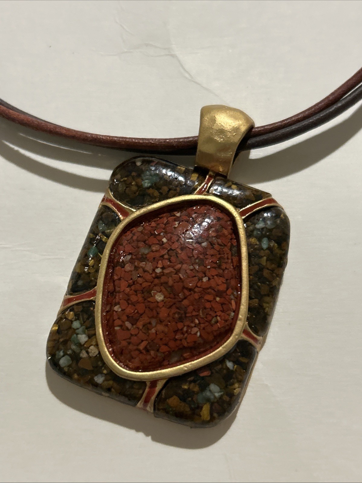 Chico's Leather Multi Strand Statement Necklace R… - image 2