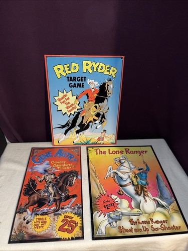 PALLADIUM MEDIA ENTERPRISES METAL SIGN LOT: Lone Ranger, Red Ryder & Gene Autry!