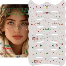8Pcs Christmas Glitter Freckles Face Tattoos Waterproof Sparkle Makeup Patches