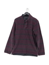 Crew Clothing Men's Jumper M Purple Striped 100 Cotton High Neck Pullover