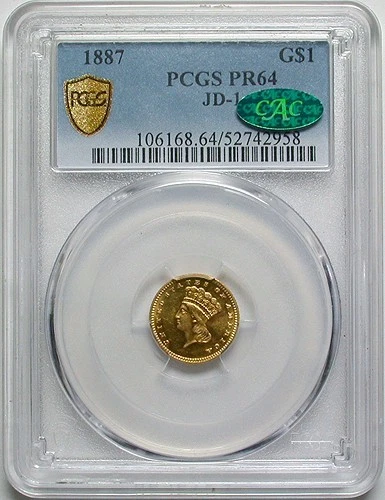 1887 Gold Dollar PCGS PR64 CAC JD-1