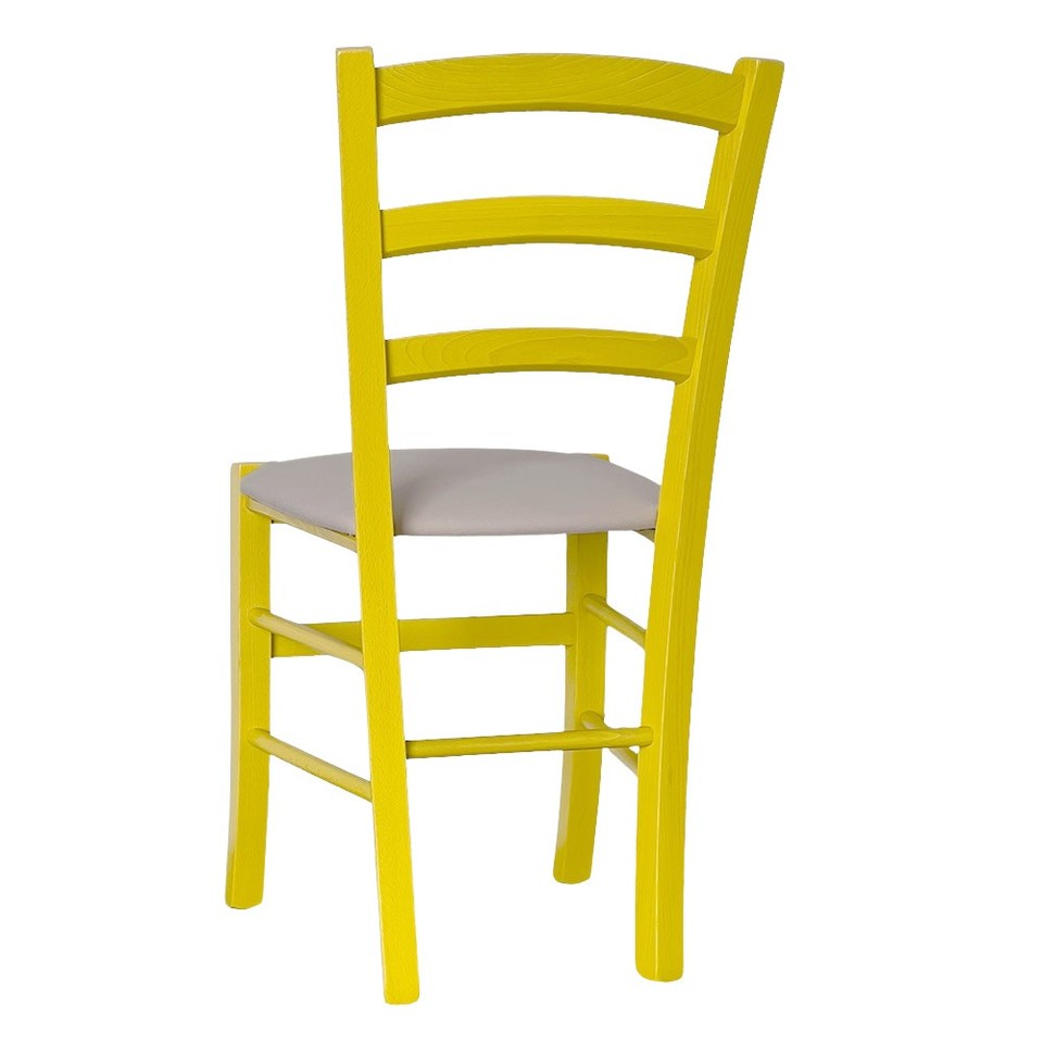 Chaises Salle À Manger Venezia Bois Jaune Assise Simili-Cuir Taupe