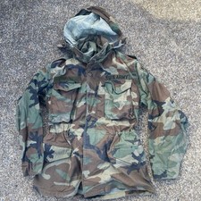 US Army M65 Woodland Camo Field Jacket Coat Cold Weather Small Regular w/Liner X