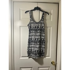 PINK Victoria's Secret Black White Tribal Geometric Print Bodycon Mini Dress S