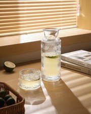 Mouthwash Dispenser for Bathroom, Vintage Glass Water Carafe Set with Tumbler...