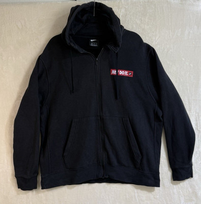 Nike Just Do It Men s XL Black Hooded Zip-Up Jacket Full Zip Athletic Hoodie
