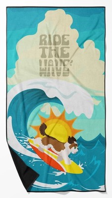 Surfer Dog Shih Tzu Premium Beach Towel Oversized Towel Beach Blanket, Pool,