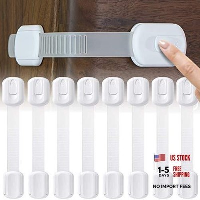 Child Safety Cabinets Strap Locks, Multi Use Latch with Strong Adhesive 8 pack