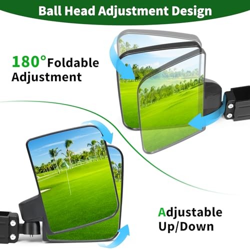 Golf Cart Side Mirrors No Drilling, Universal Folding Rear View Mirror for - Picture 7 of 7